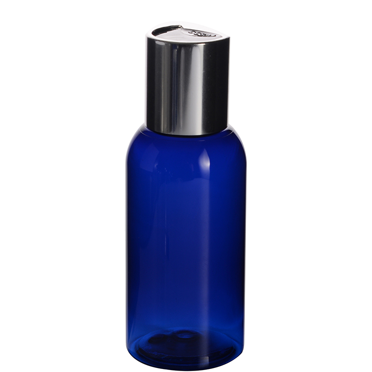 50ml Plastic Boston Round Cobalt Blue Bottle with Disc Cap