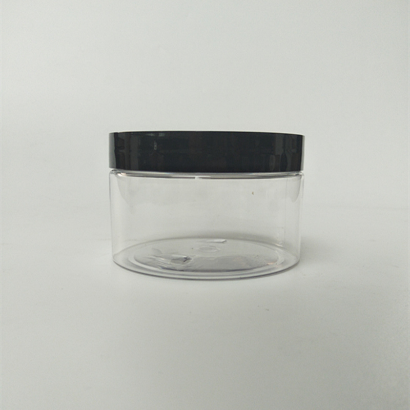 350ml 12oz Clear Plastic PET Straight Sided Jar with Black Lid Manfuacturer