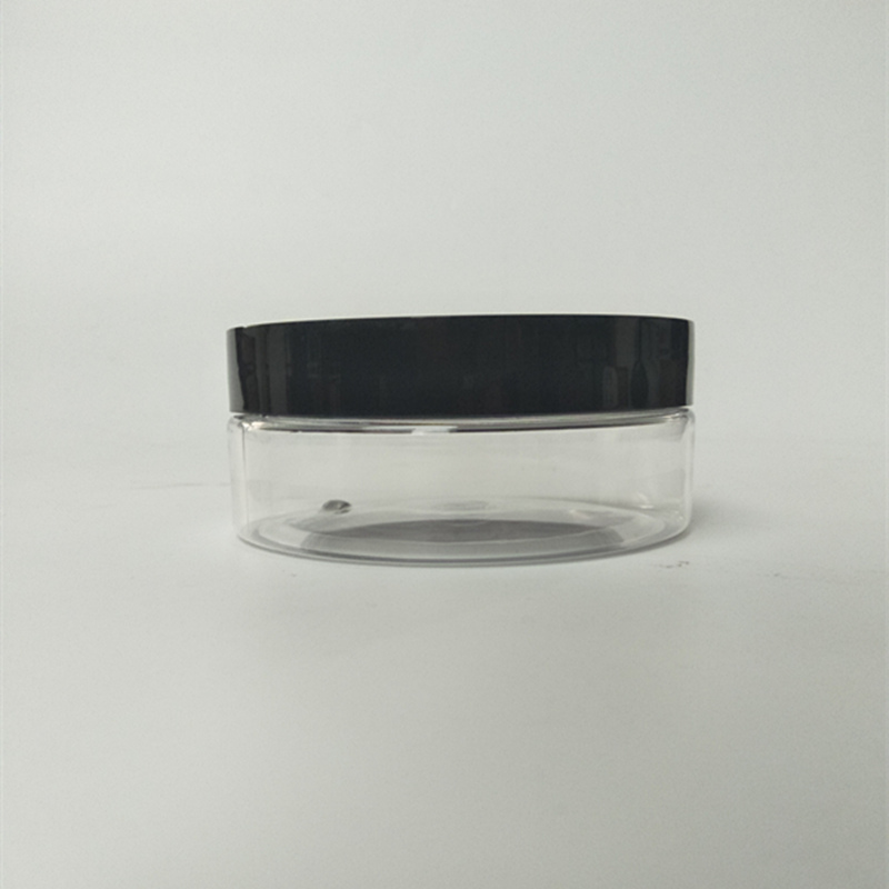 150ml 5oz Clear Plastic PET Straight Sided Jar with Black Lid Manfuacturer