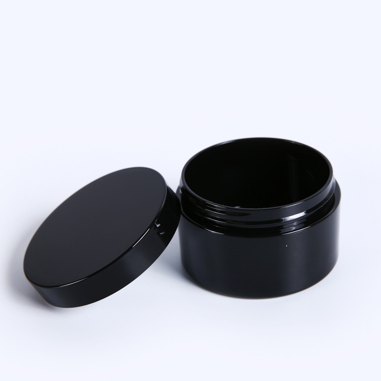 glossy black heavy wall cream jar