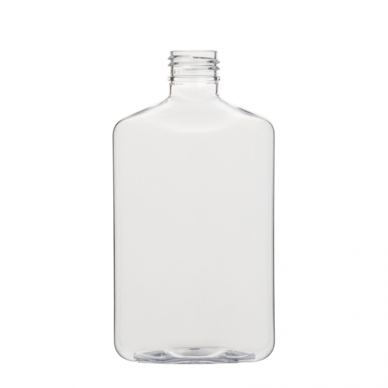 8 oz / 250 ml Clear PET (BPA Free) Plastic Oblong Flask Style