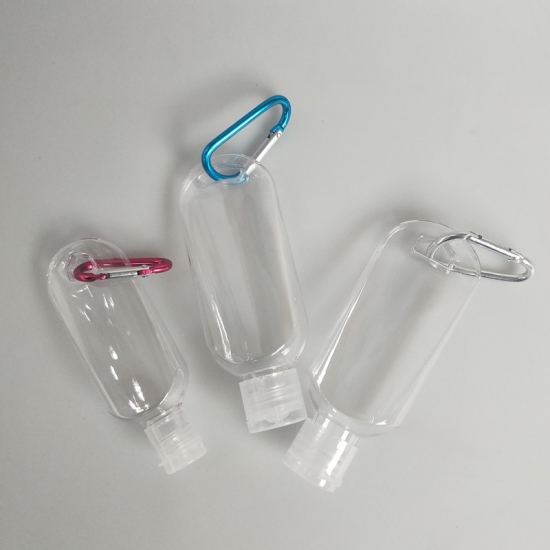 Wholesale 30ml 50ml 60ml PET Plastic Small Keychain Hand Cream Hand Sanitizer Bottle with Filp Cap
