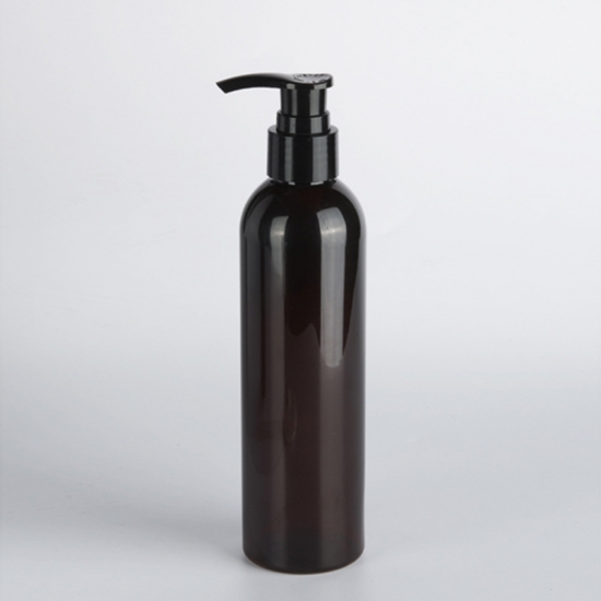 250ml amber PET bottle with black pump