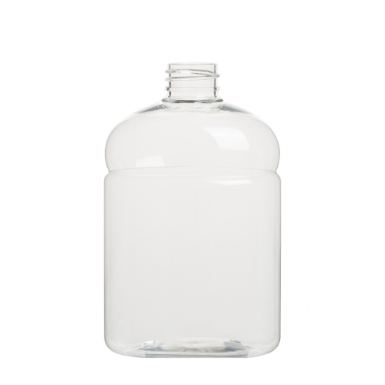 Textured bottle with circle on shoulder 500ml cosmetic container clear PET new bottle