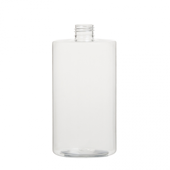 Flat shoulder round bottle 24 caliber 500ml cosmetic container clear PET new bottle