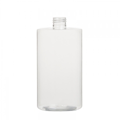 Flat shoulder round bottle 24 caliber 500ml cosmetic container clear PET new bottle