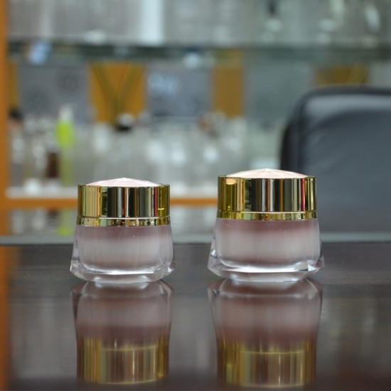 pink acrylic cosmetic jars