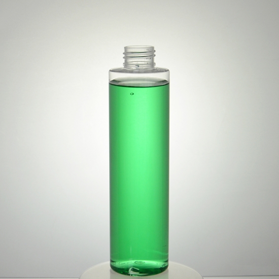 200ml empty flat shoulder cylinder round PET bottle