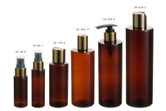 Amber Cylinder Round toner PET bottles